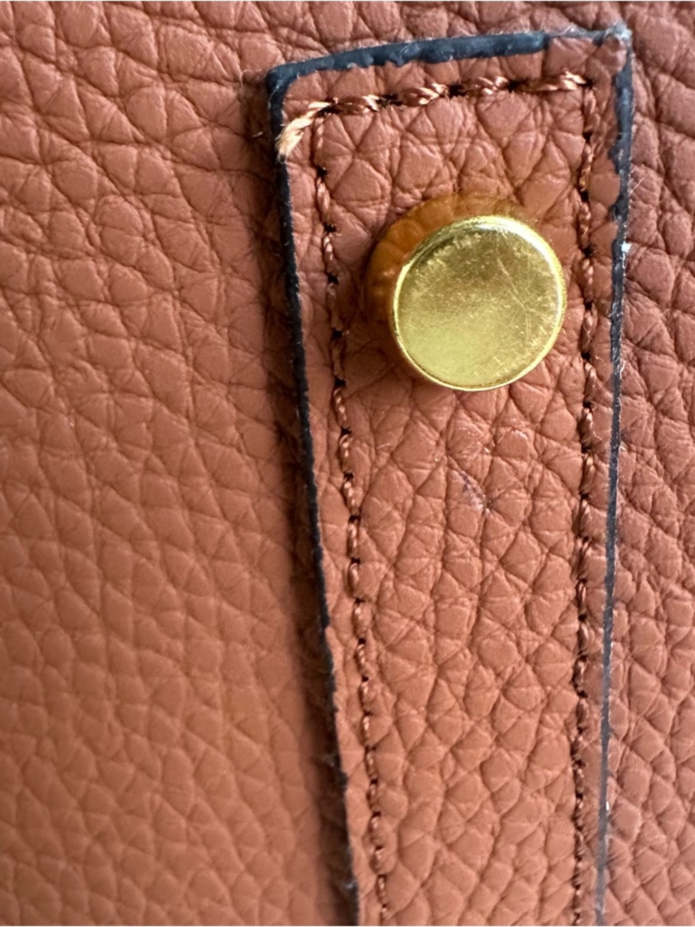 Caramel Structured Top Handle Bag | Gold Hardware | Chic Classic Style - Picture 9 of 17